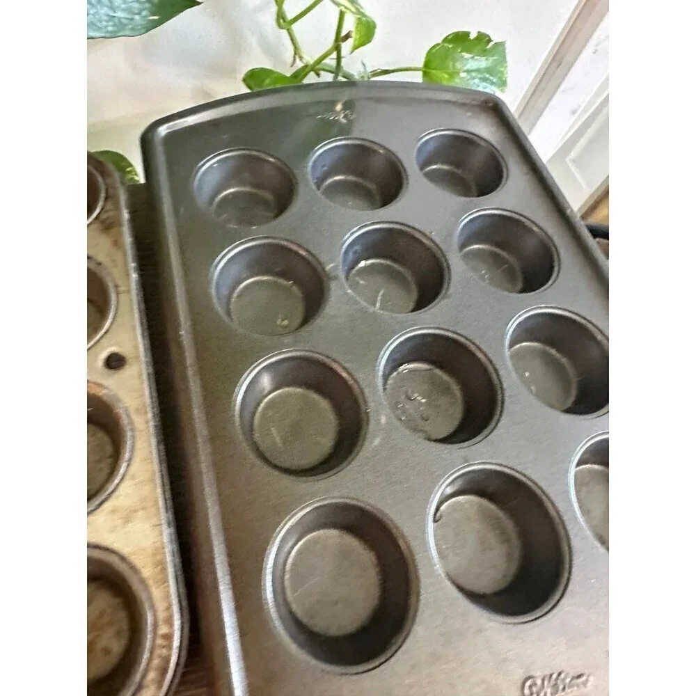 Two piece vintage cupcake tins
